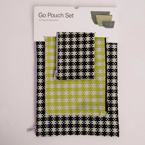 NWT BAGGU Go Pouch Set - Black Pistachio Pixel Gingham - Picture 4 of 5
